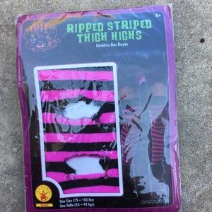 Ripped tights Thigh-highs Pink Big Girls OSFM